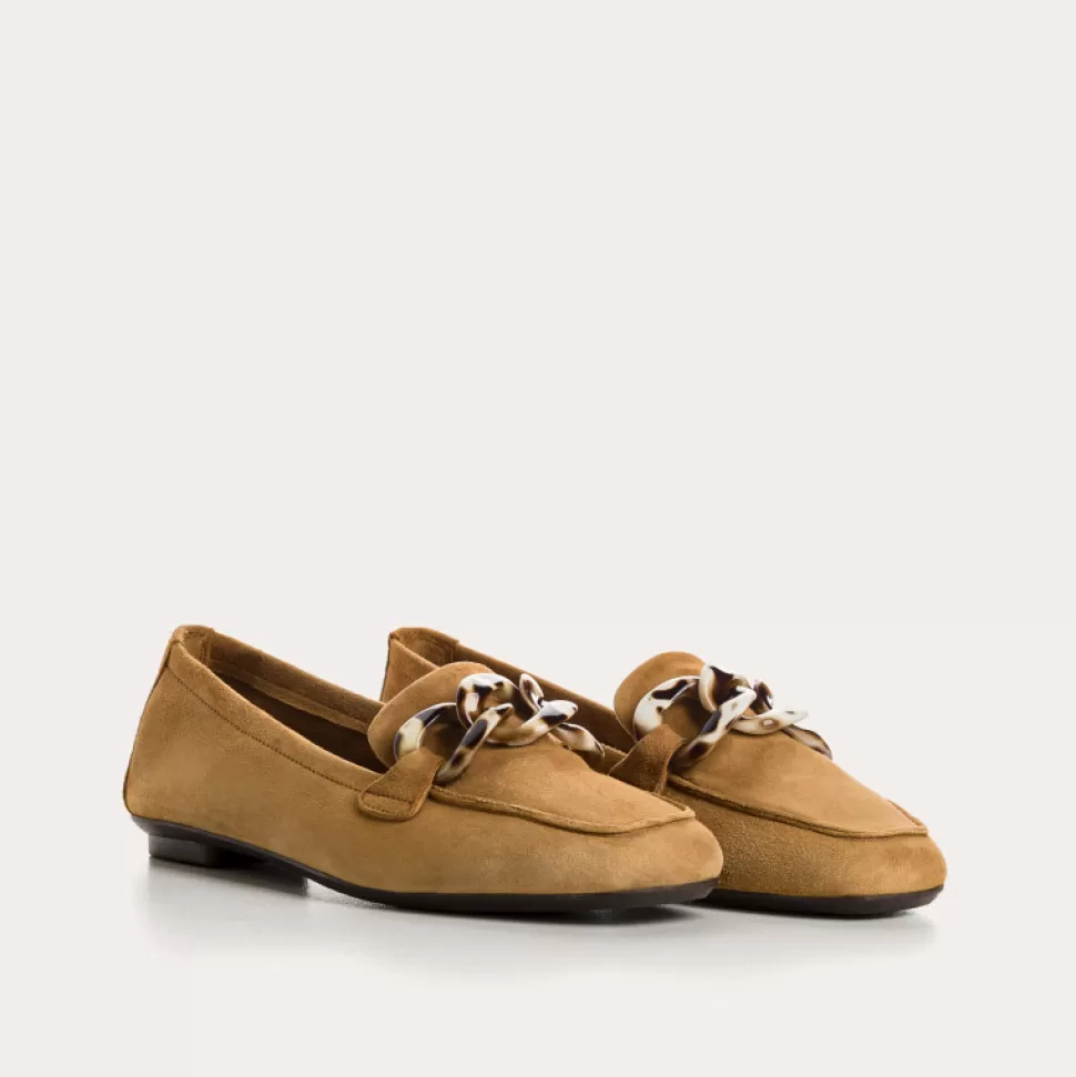 Mocassins^Reqins Mocassins Hanissa Cuir Velours Havane, Camel