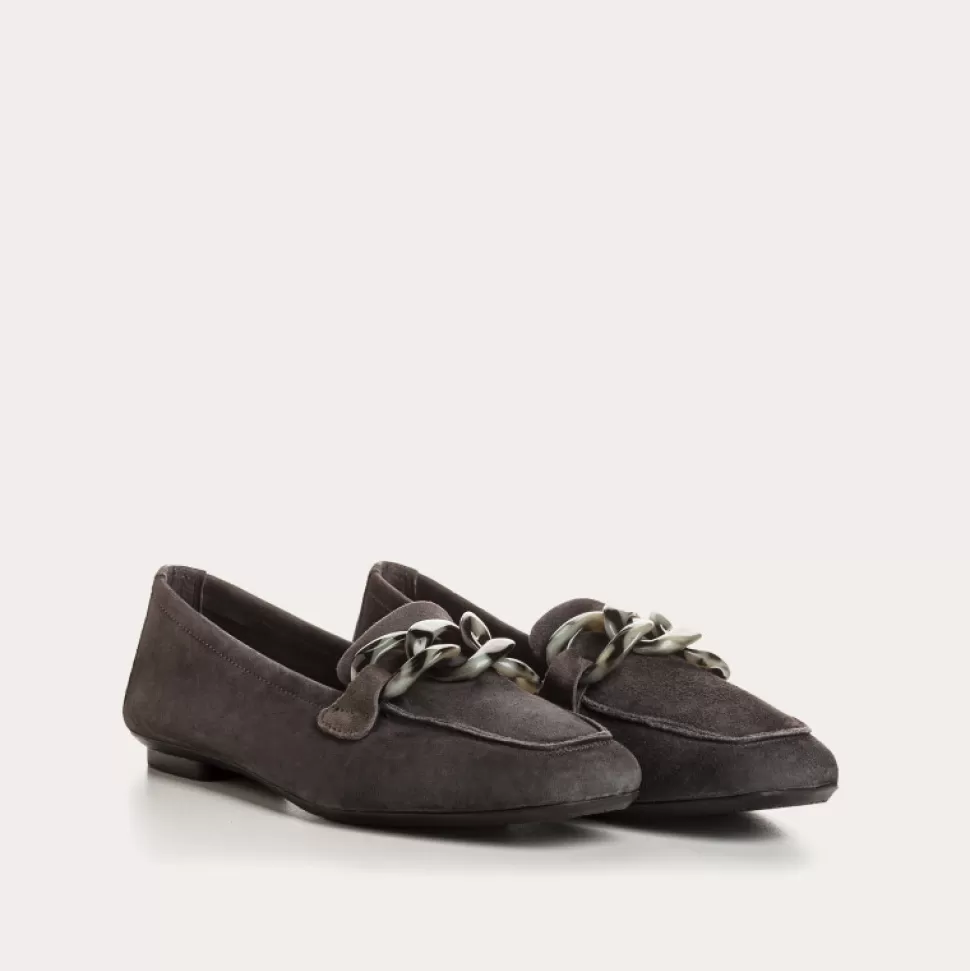 Mocassins^Reqins Mocassins Hanissa Cuir Velours Anthracite, Gris