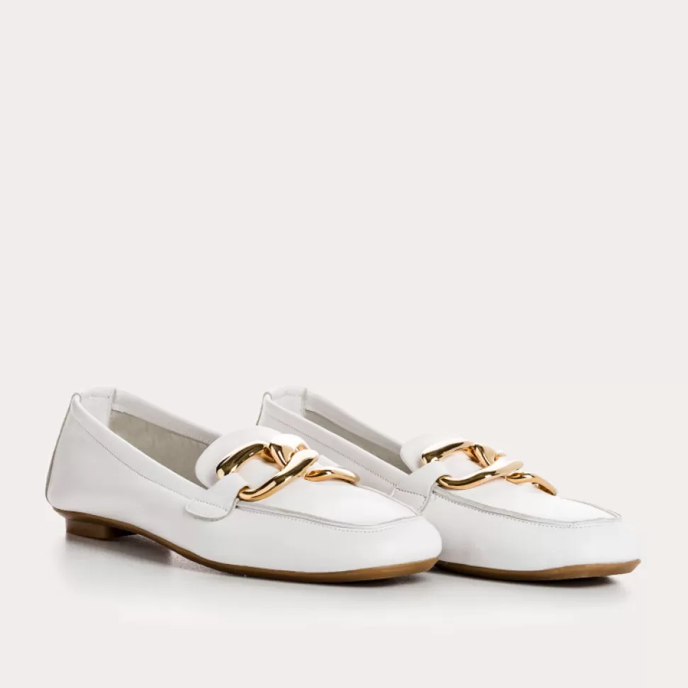 Mocassins^Reqins Mocassins Haster Cuir Blanc, Blanc