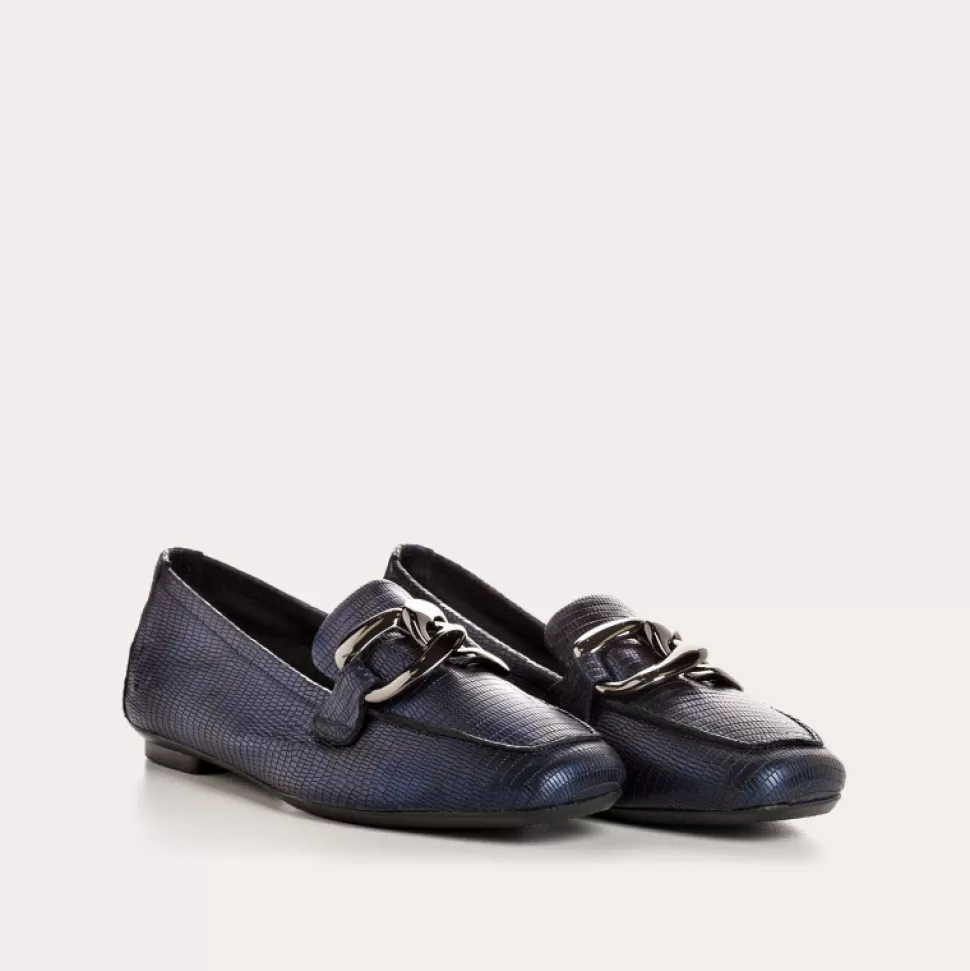 Mocassins^Reqins Mocassins Haster Lezard Bleu, Nuit
