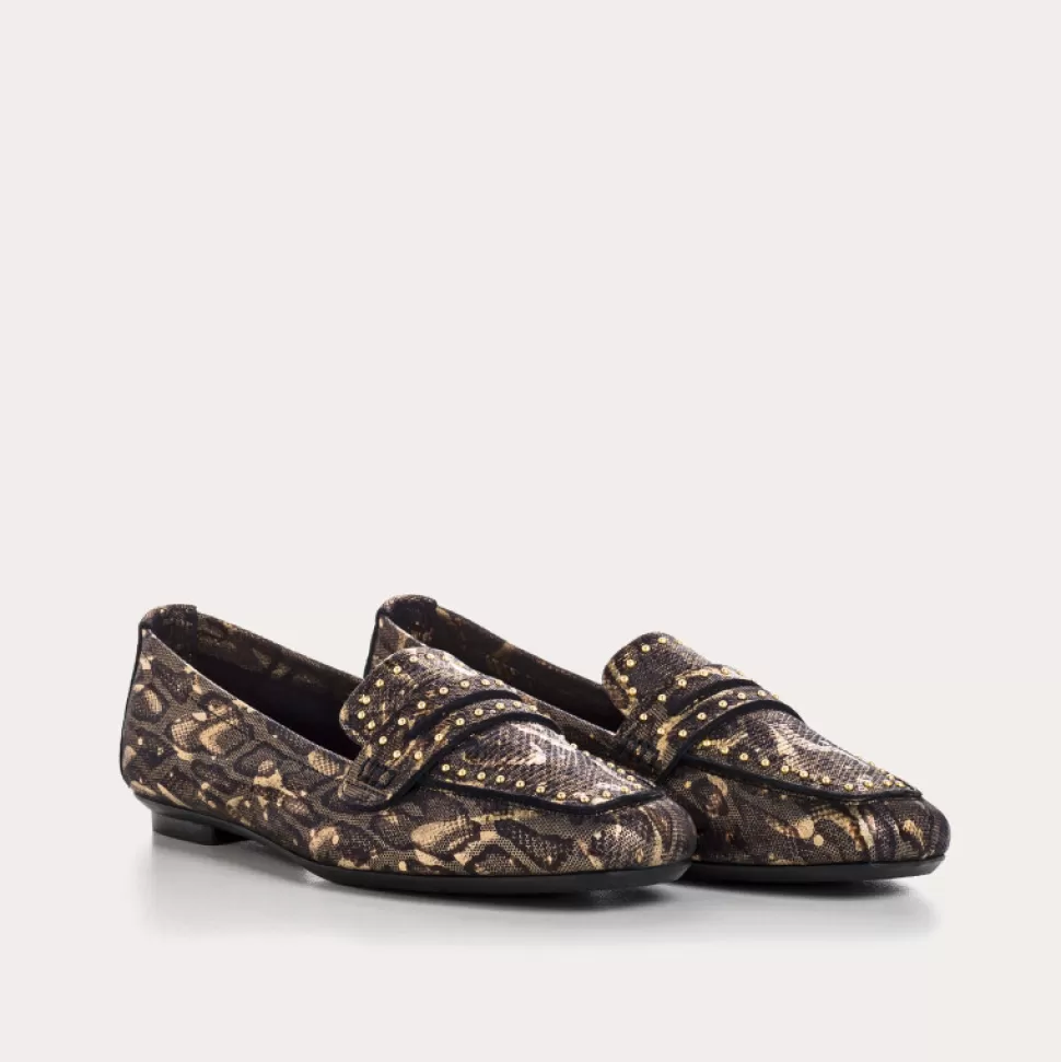 Mocassins^Reqins Mocassins Helodie Cobra Metal Marine, Animalier