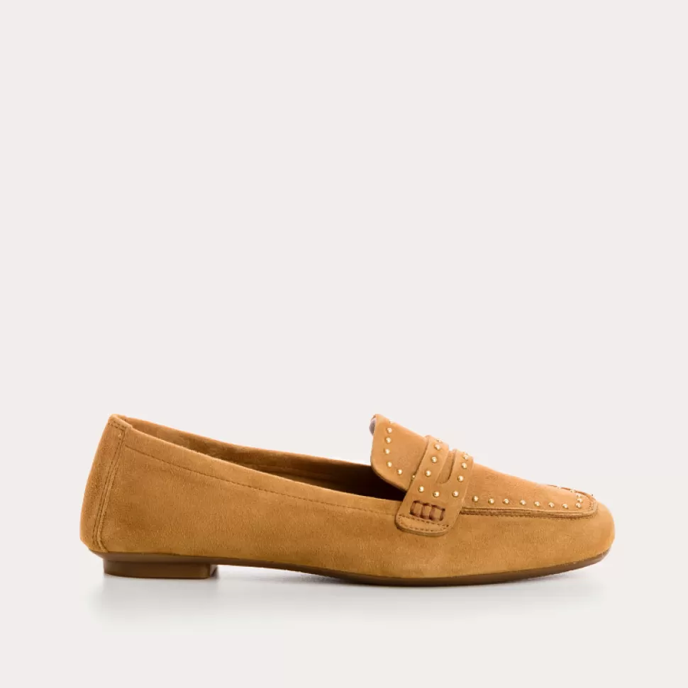 Mocassins^Reqins Mocassins Helodie Cuir Velours Camel, Camel