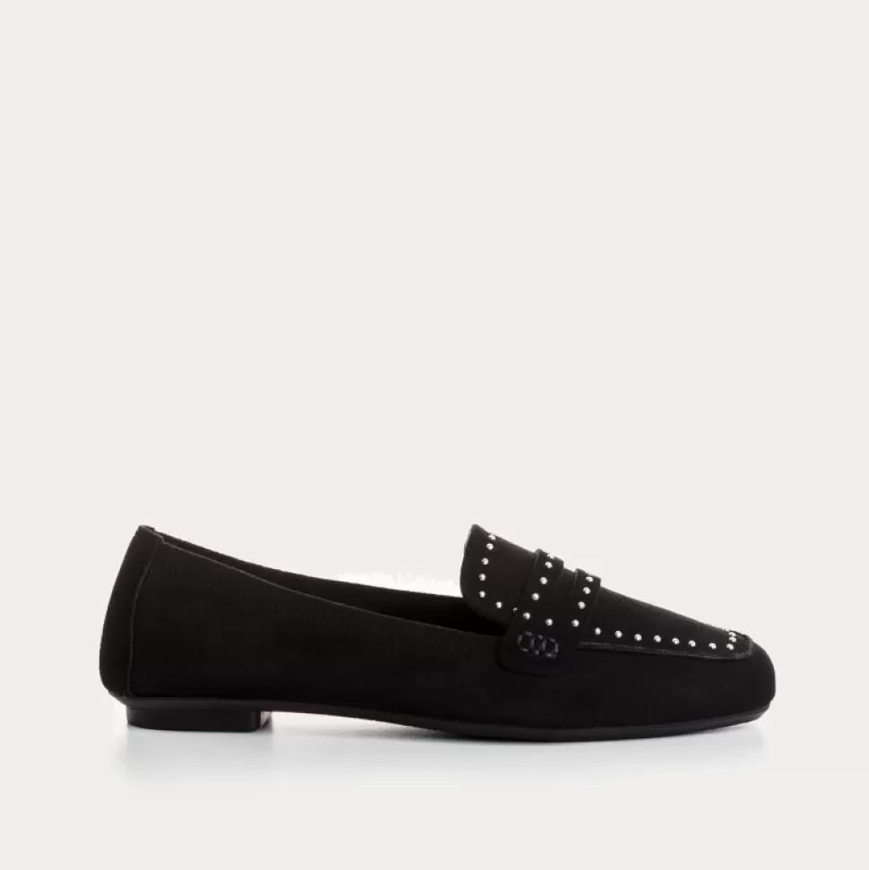 Mocassins^Reqins Mocassins Helodie Cuir Velours Noir, Noir