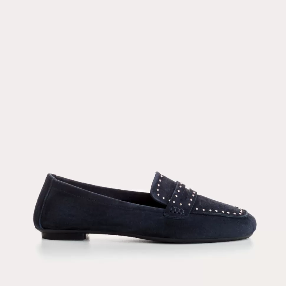 Mocassins^Reqins Mocassins Helodie Cuir Velours Marine, Bleu