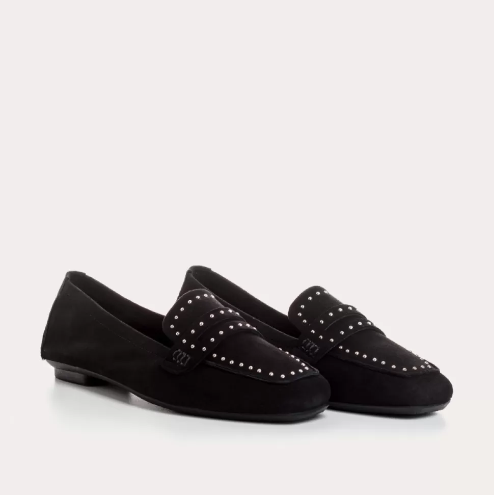 Mocassins^Reqins Mocassins Helodie Cuir Velours Noir, Noir