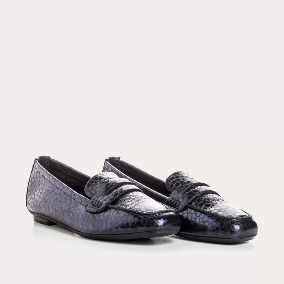 Mocassins^Reqins Mocassins Hema Caiman Bleu, Nuit