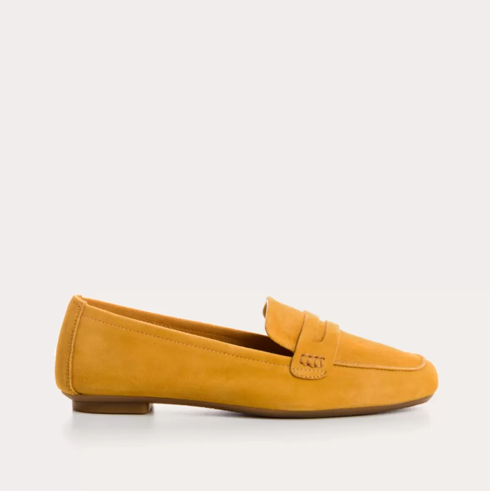 Mocassins^Reqins Mocassins Hema Cuir Velours Jaune, Safran