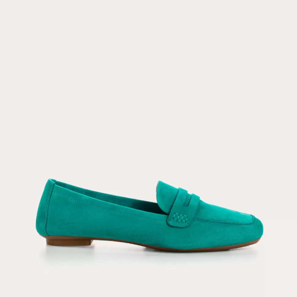 Mocassins^Reqins Mocassins Hema Cuir Velours Vert, Emeraude