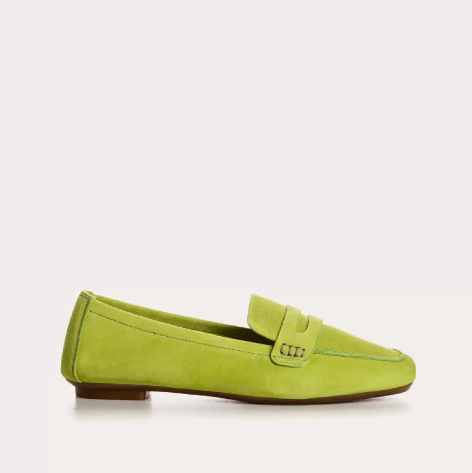 Mocassins^Reqins Mocassins Hema Cuir Velours Vert, Kiwi
