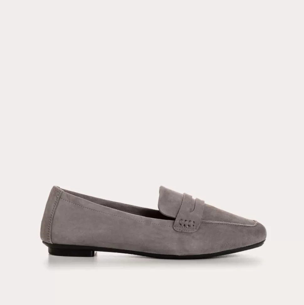 Mocassins^Reqins Mocassins Hema Cuir Velours Gris