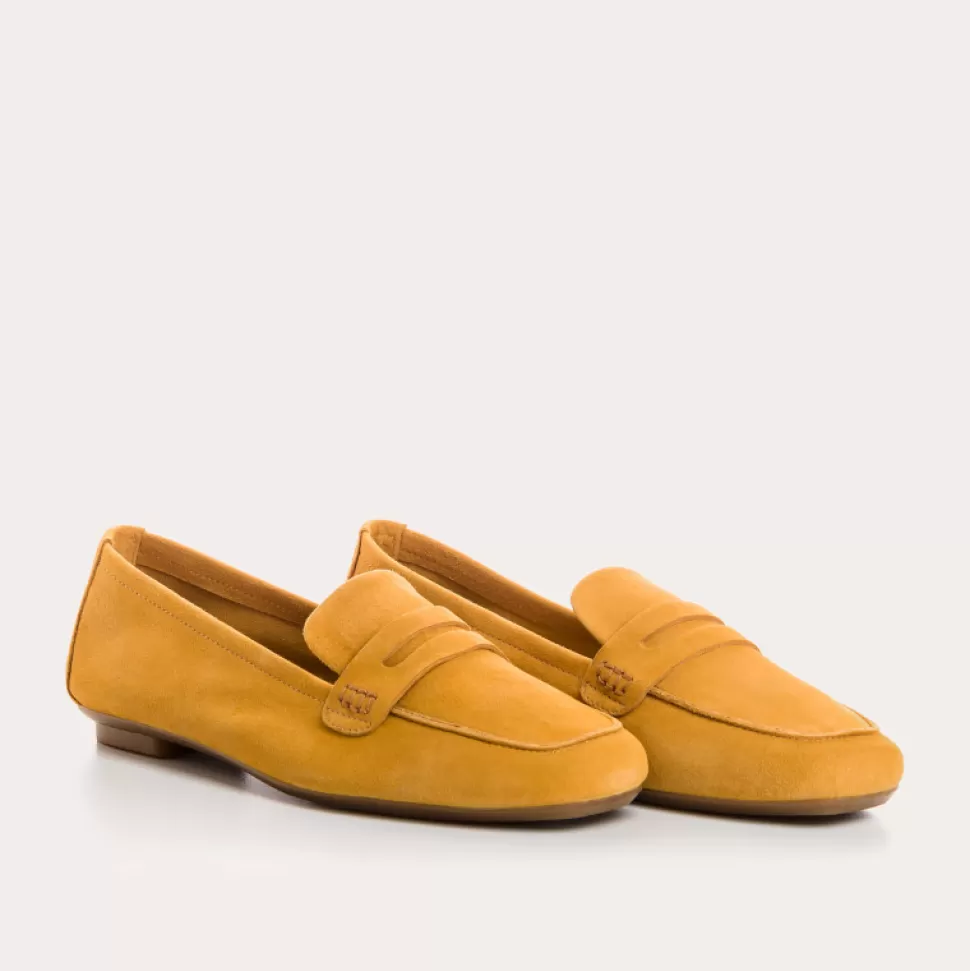 Mocassins^Reqins Mocassins Hema Cuir Velours Jaune, Safran