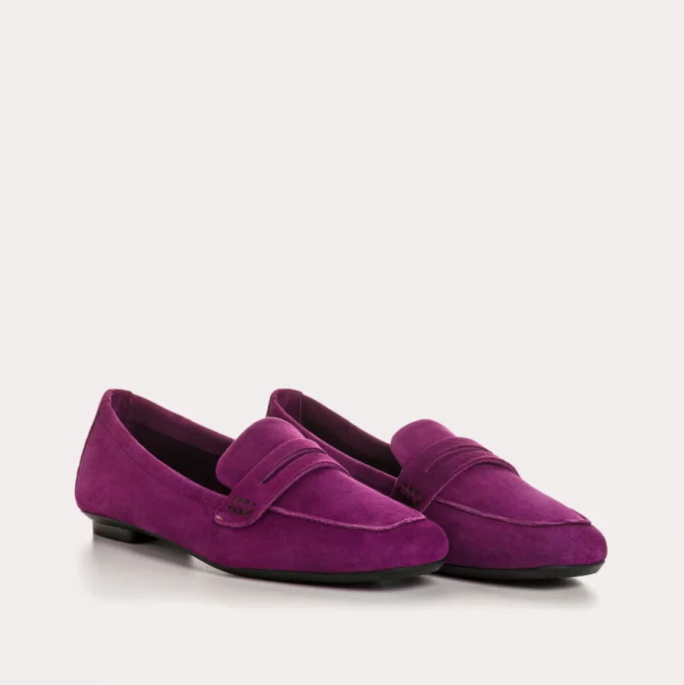 Mocassins^Reqins Mocassins Hema Cuir Velours Bleu, Violet