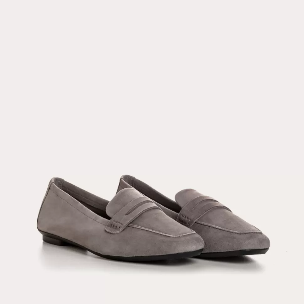 Mocassins^Reqins Mocassins Hema Cuir Velours Gris