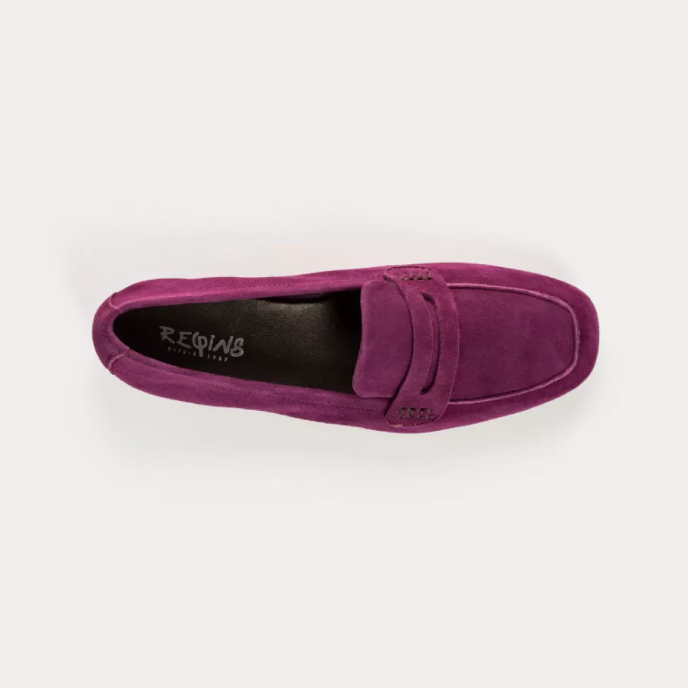 Mocassins^Reqins Mocassins Hema Cuir Velours Bleu, Violet