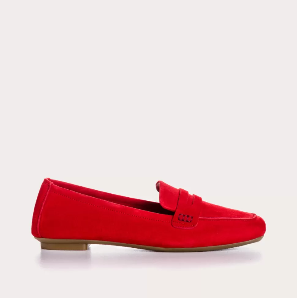 Mocassins^Reqins Mocassins Hema Cuir Velours Cc Rouge, Rouge