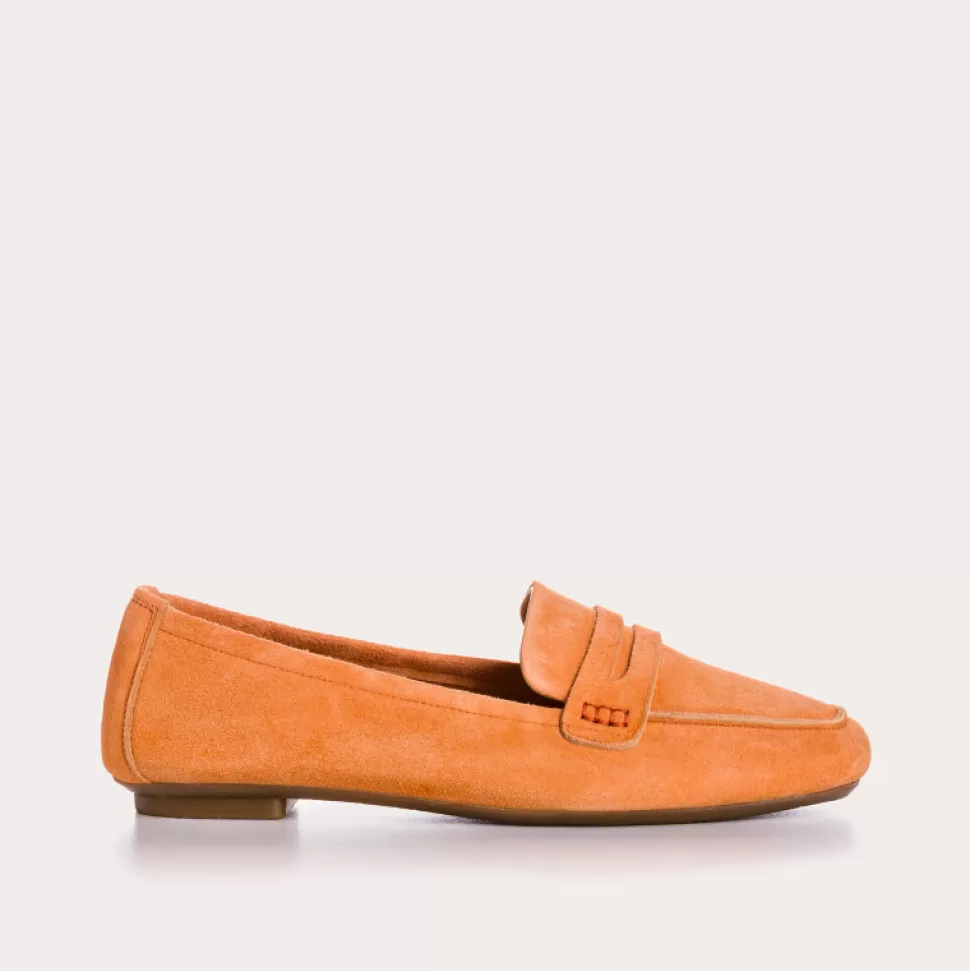Mocassins^Reqins Mocassins Hema Cuir Velours Cc Orange, Orange