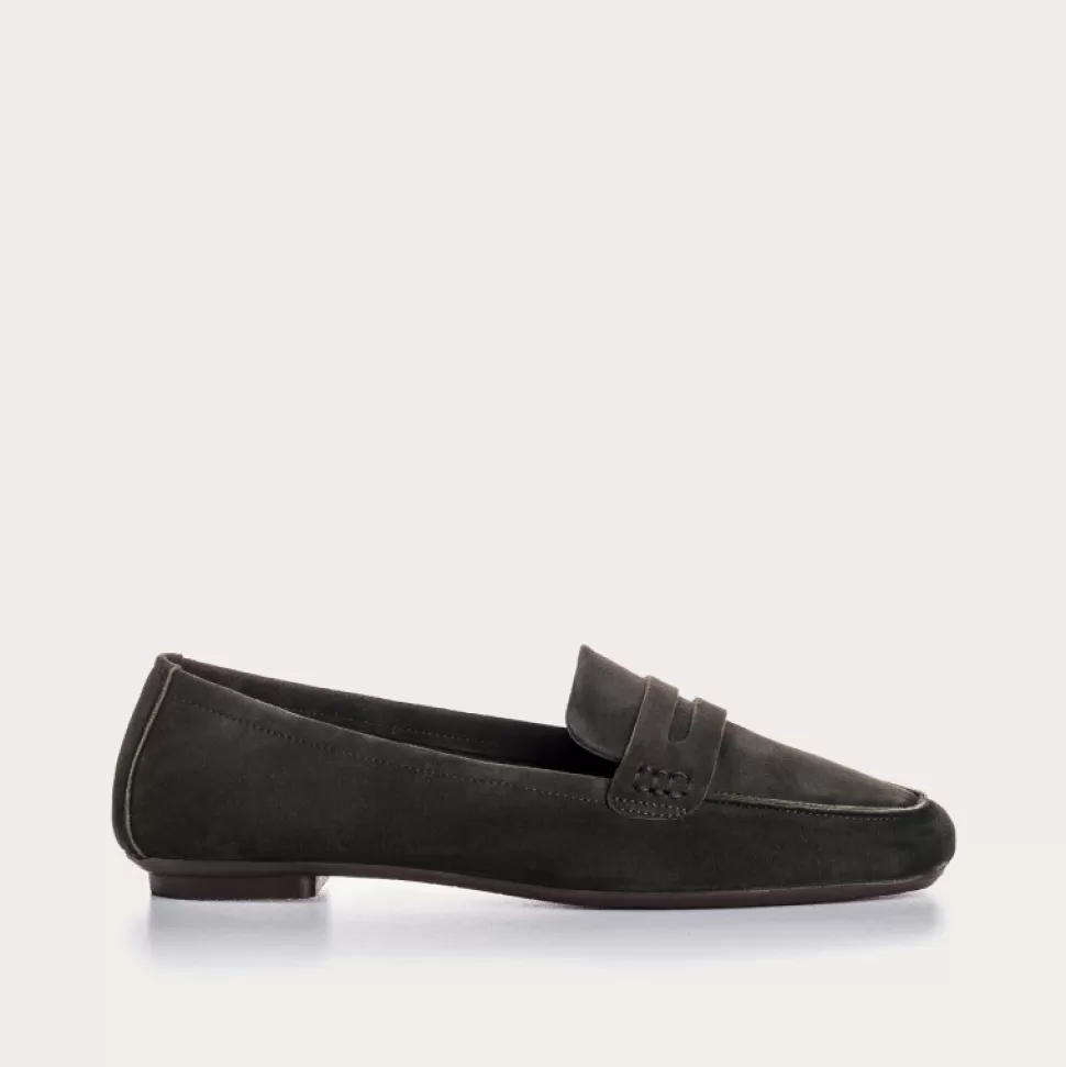 Mocassins^Reqins Mocassins Hema Cuir Velours Cc Kaki Fonce