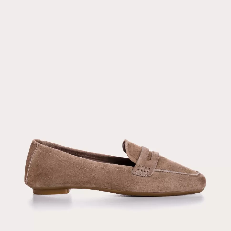 Mocassins^Reqins Mocassins Hema Cuir Velours Cc Taupe Fonce