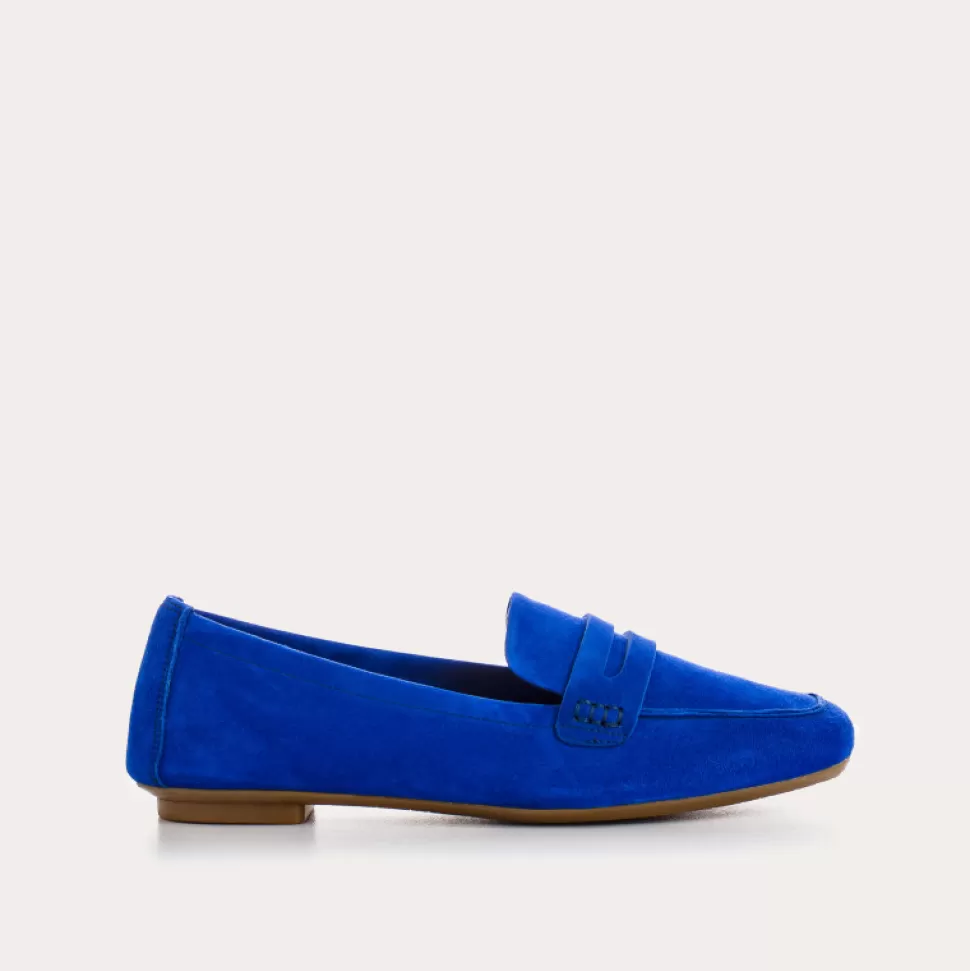 Mocassins^Reqins Mocassins Hema Cuir Velours Cc Bleu Electrique