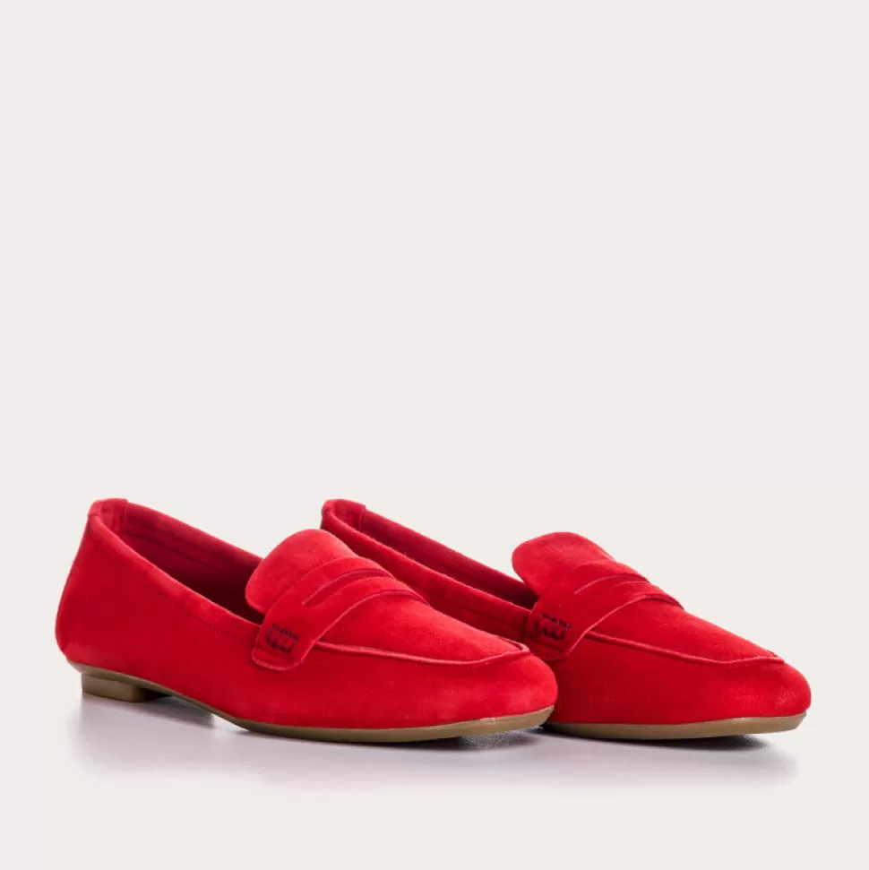 Mocassins^Reqins Mocassins Hema Cuir Velours Cc Rouge, Rouge