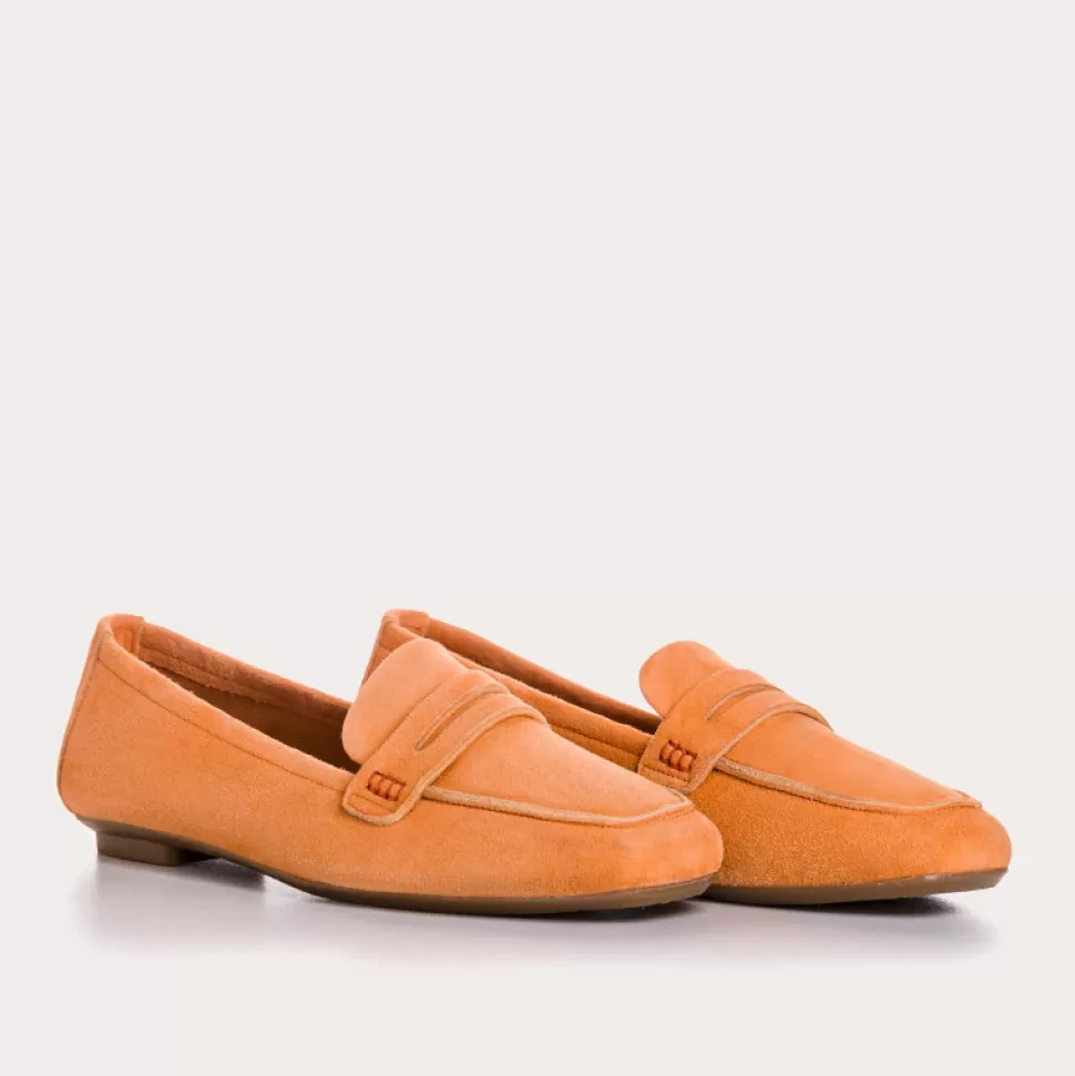 Mocassins^Reqins Mocassins Hema Cuir Velours Cc Orange, Orange
