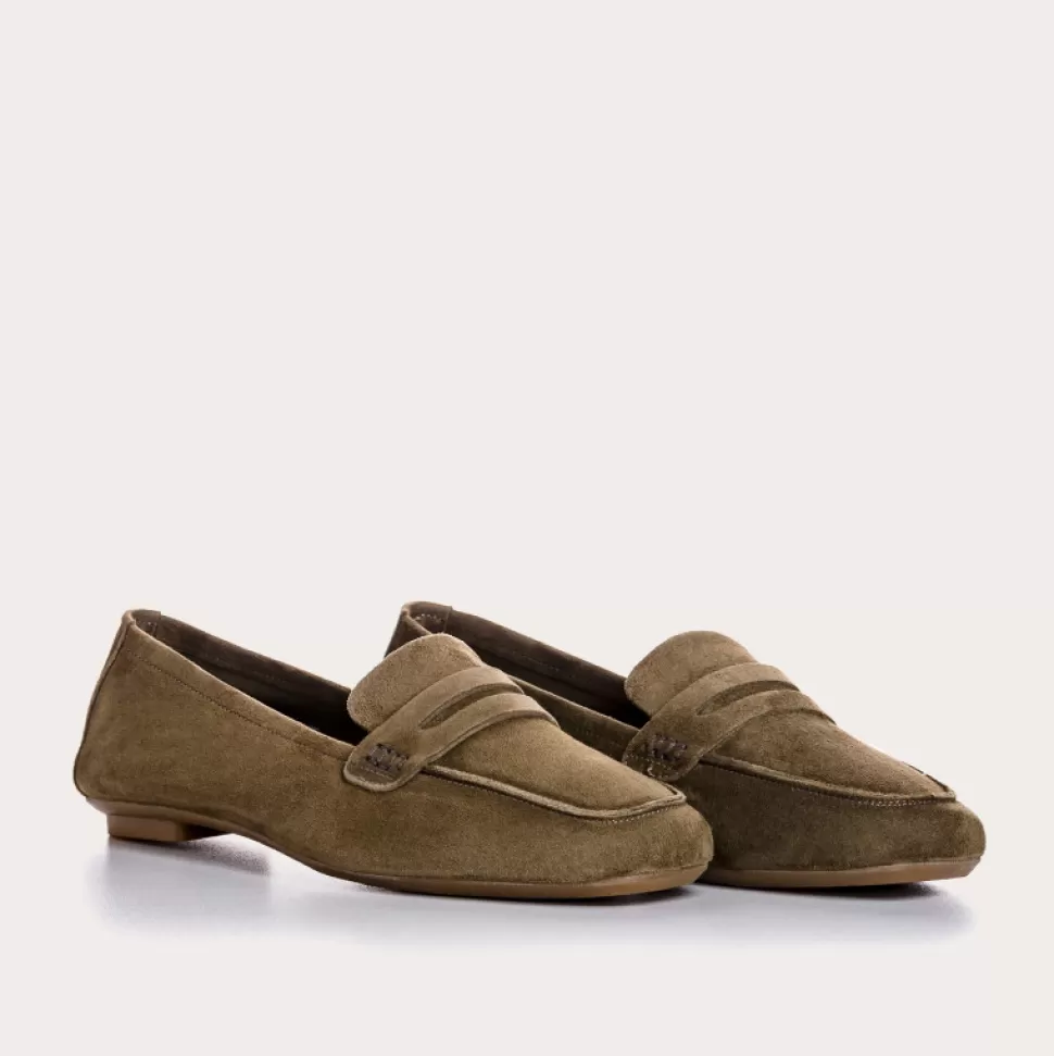 Mocassins^Reqins Mocassins Hema Cuir Velours Cc Olive