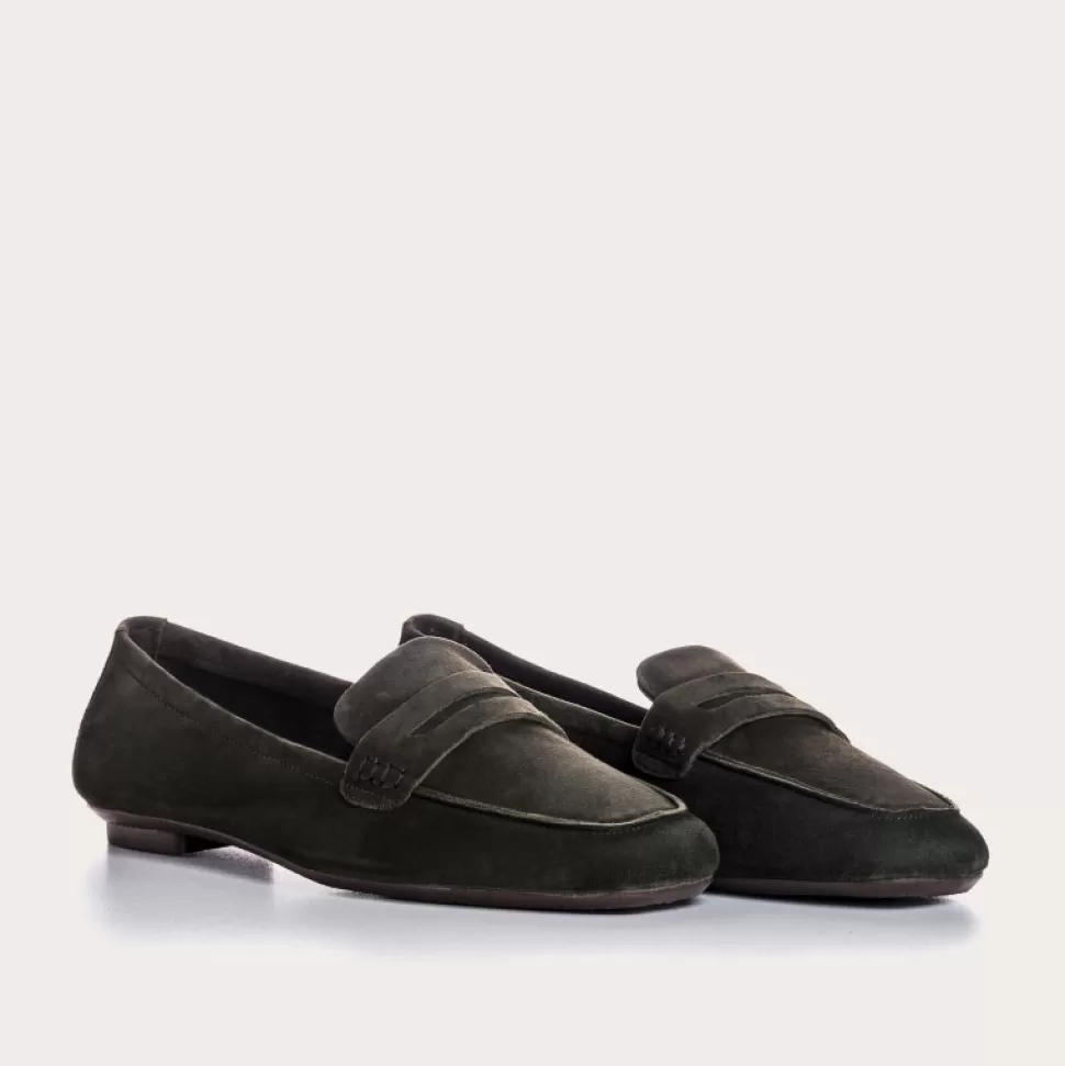 Mocassins^Reqins Mocassins Hema Cuir Velours Cc Kaki Fonce