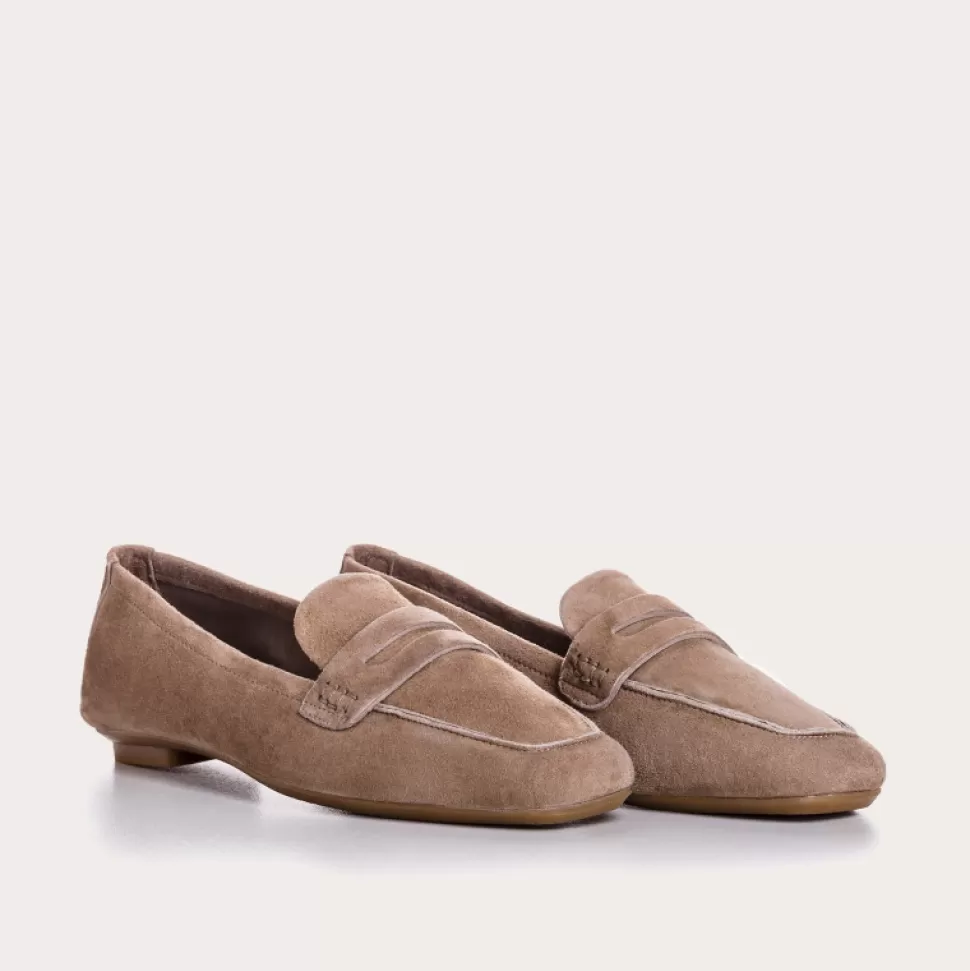Mocassins^Reqins Mocassins Hema Cuir Velours Cc Taupe Fonce
