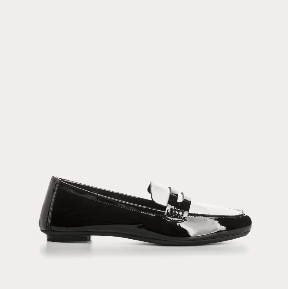Mocassins^Reqins Mocassins Hema Vernis Noir, Noir/Off White
