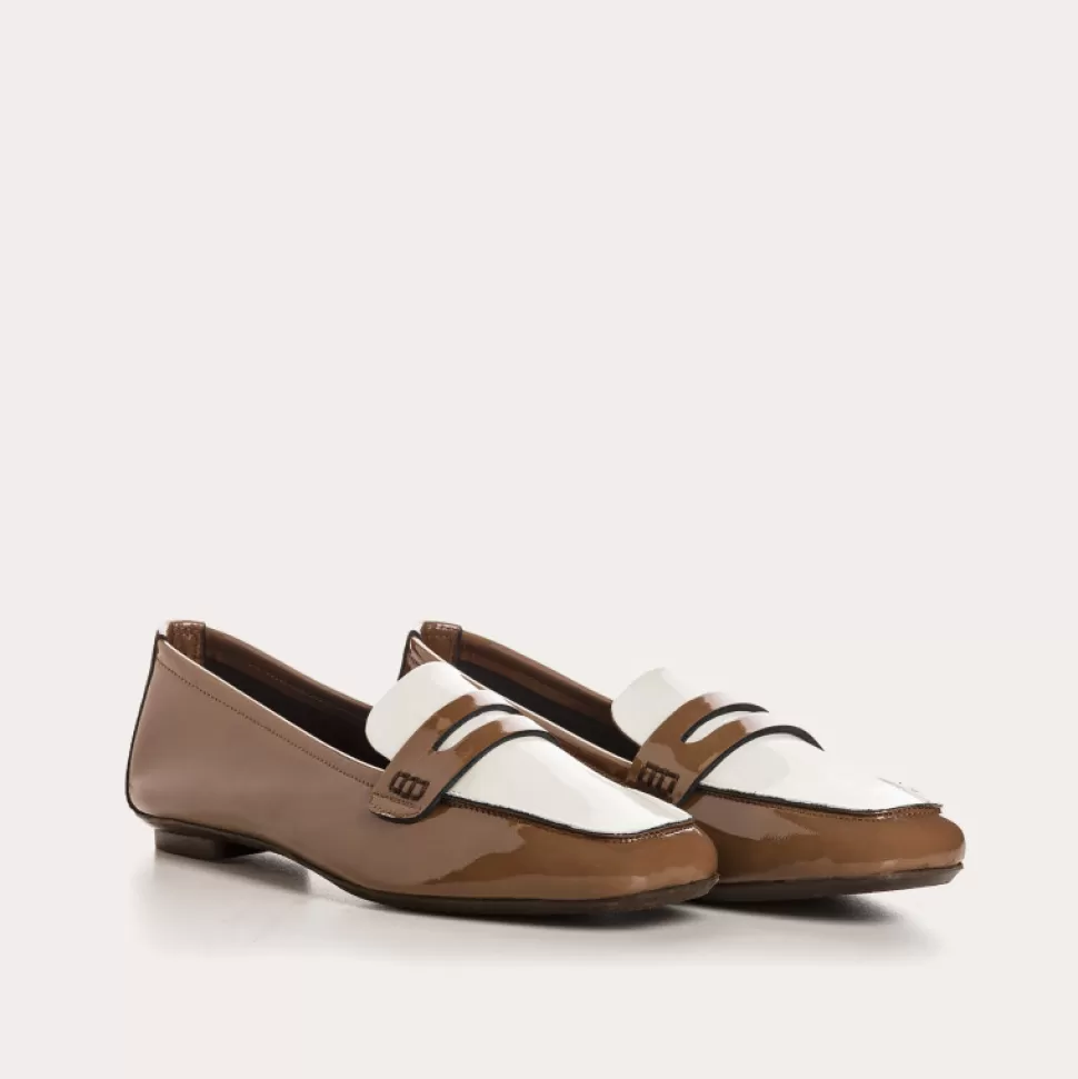 Mocassins^Reqins Mocassins Hema Vernis Marron, Marr Glace/Off White