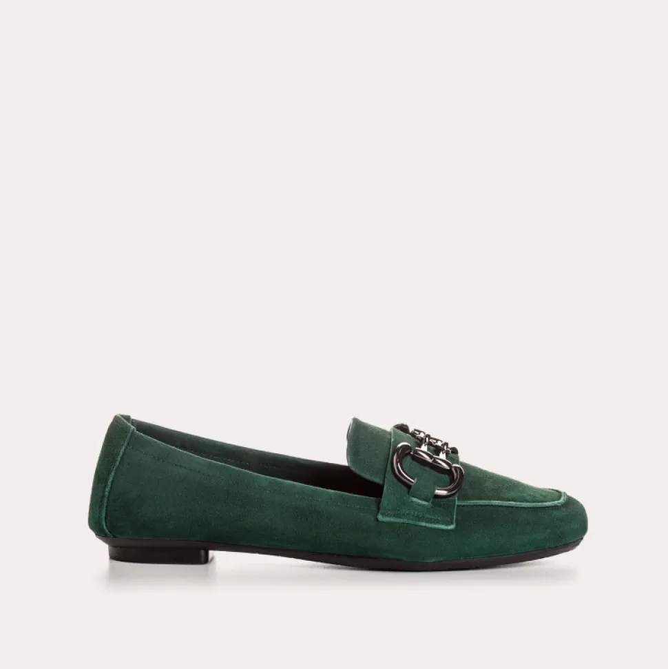 Mocassins^Reqins Mocassins Hinder Cuir Velours Vert, Sapin