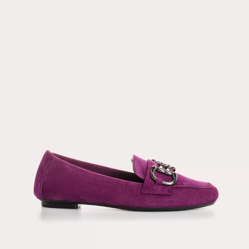 Mocassins^Reqins Mocassins Hinder Cuir Velours Bleu, Violet