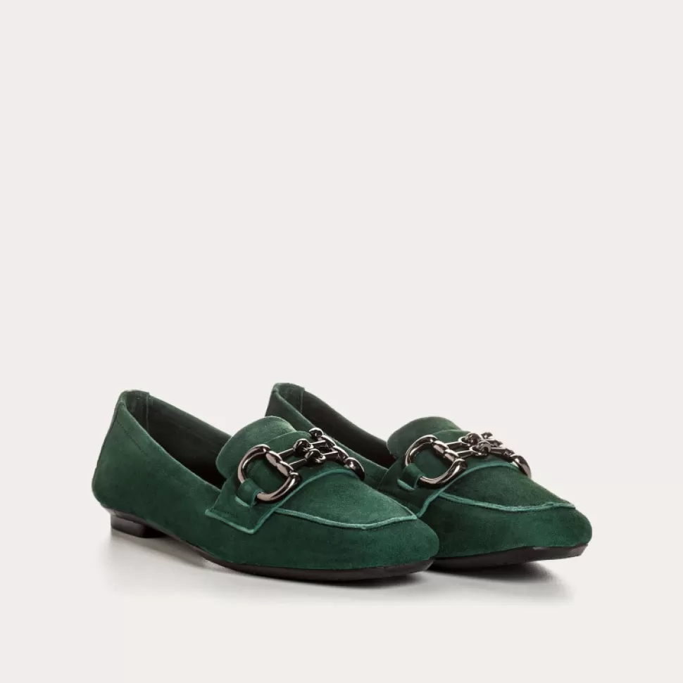 Mocassins^Reqins Mocassins Hinder Cuir Velours Vert, Sapin