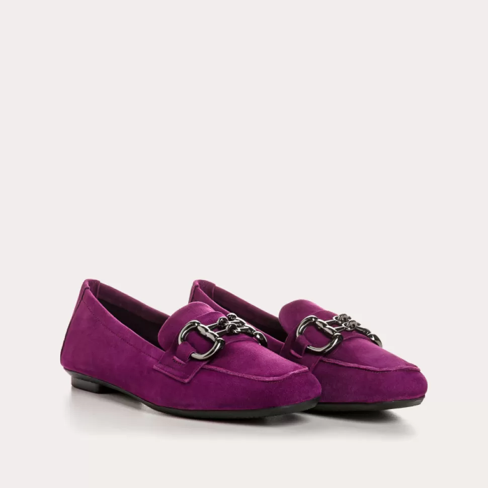 Mocassins^Reqins Mocassins Hinder Cuir Velours Bleu, Violet