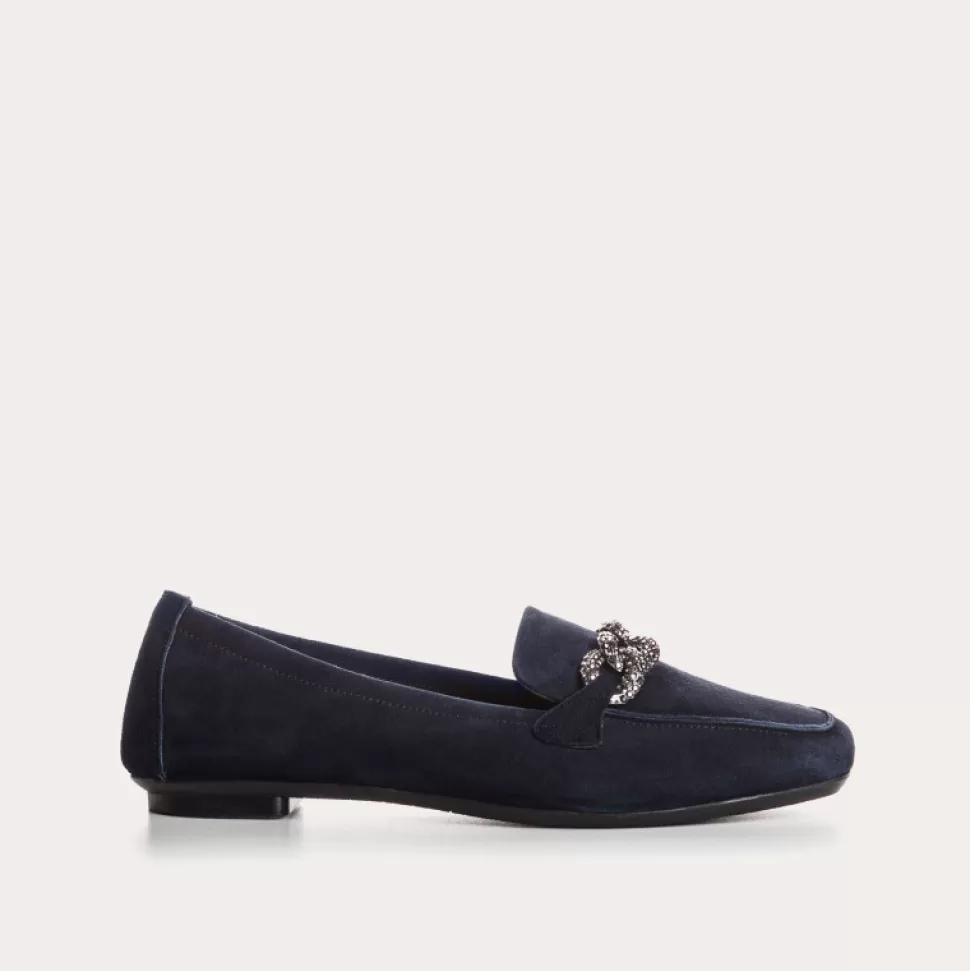 Mocassins^Reqins Mocassins Holding Cuir Velours Bleu, Nuit
