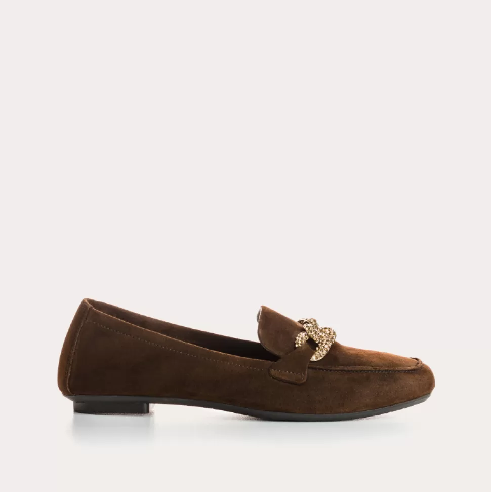 Mocassins^Reqins Mocassins Holding Cuir Velours Marron, Cacao