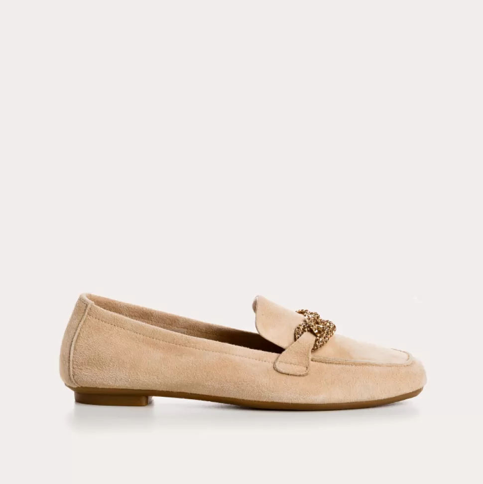 Mocassins^Reqins Mocassins Holding Cuir Velours Rose, Nude