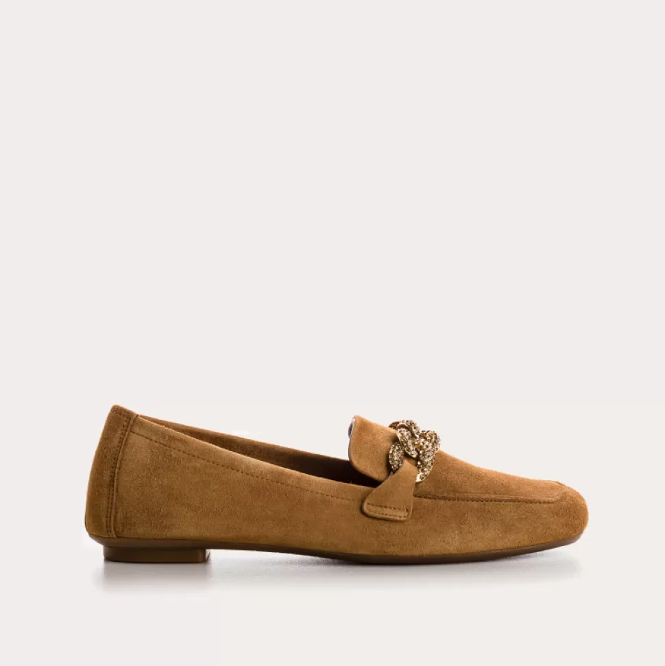 Mocassins^Reqins Mocassins Holding Cuir Velours Havane, Camel