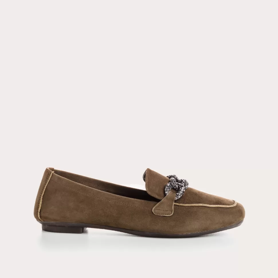 Mocassins^Reqins Mocassins Holding Cuir Velours Vert, Vison