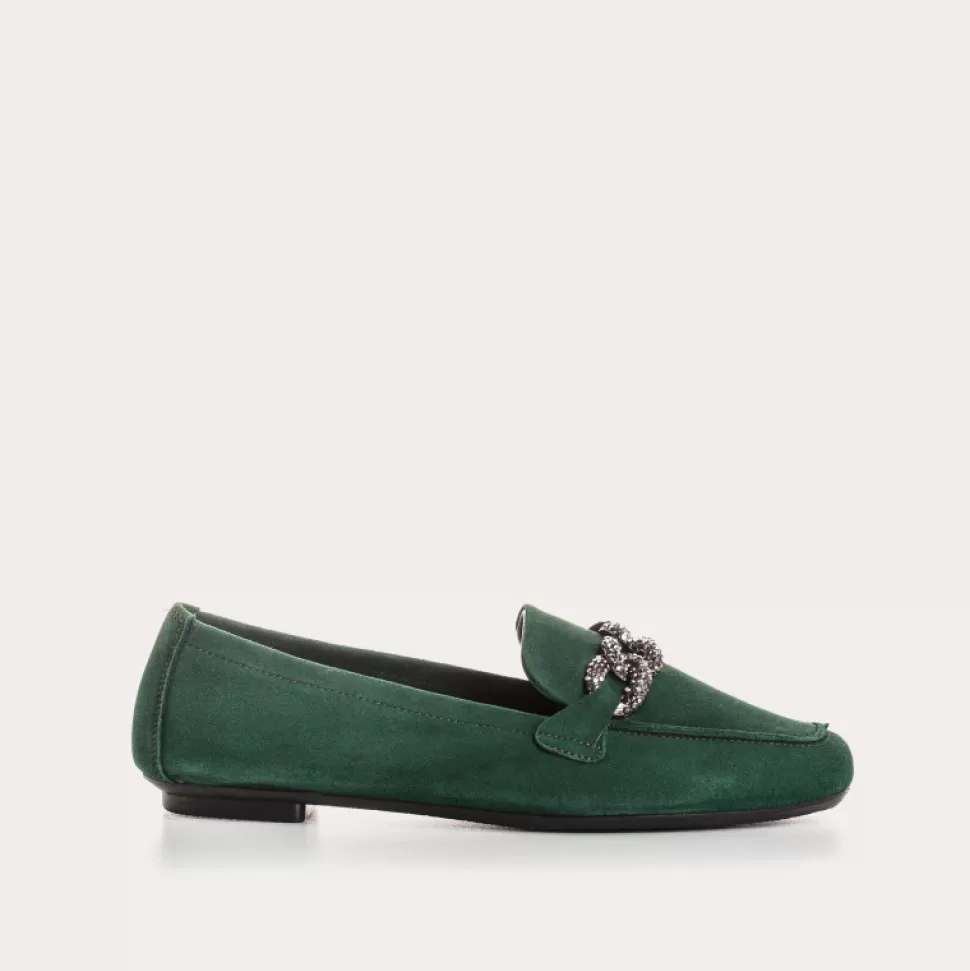 Mocassins^Reqins Mocassins Holding Cuir Velours Vert, Sapin