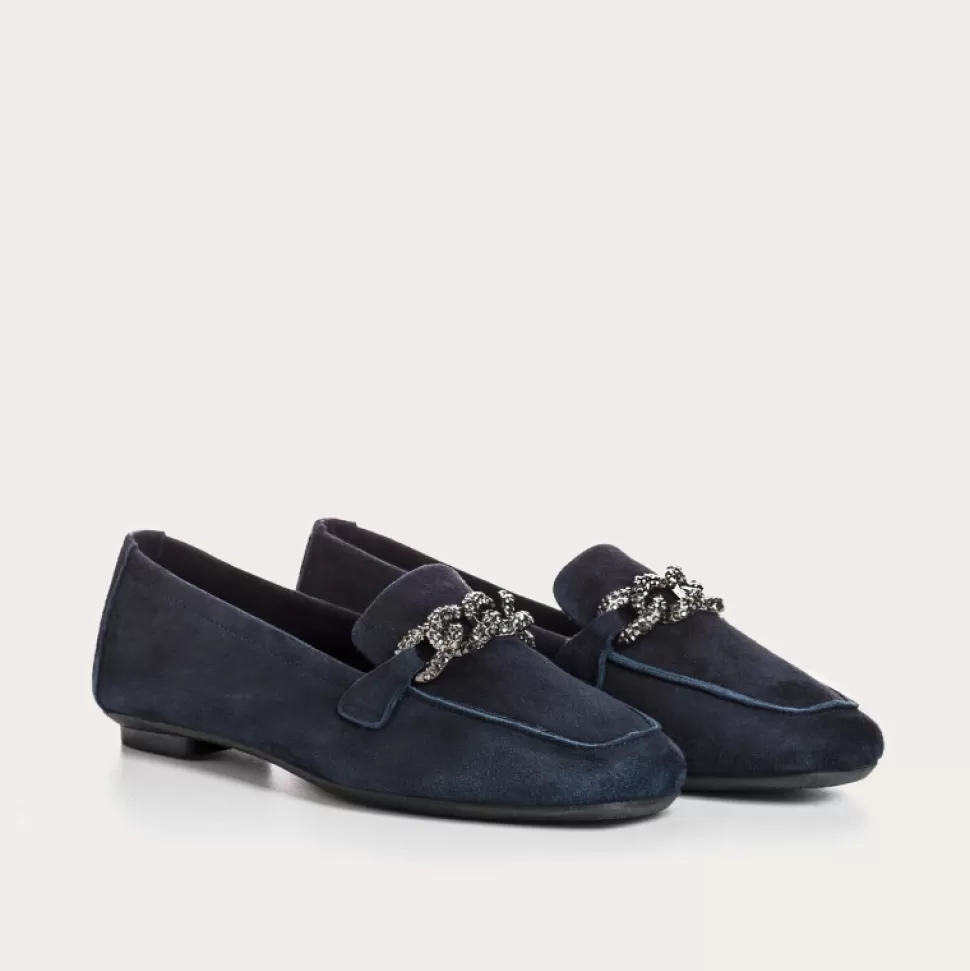 Mocassins^Reqins Mocassins Holding Cuir Velours Marine, Bleu