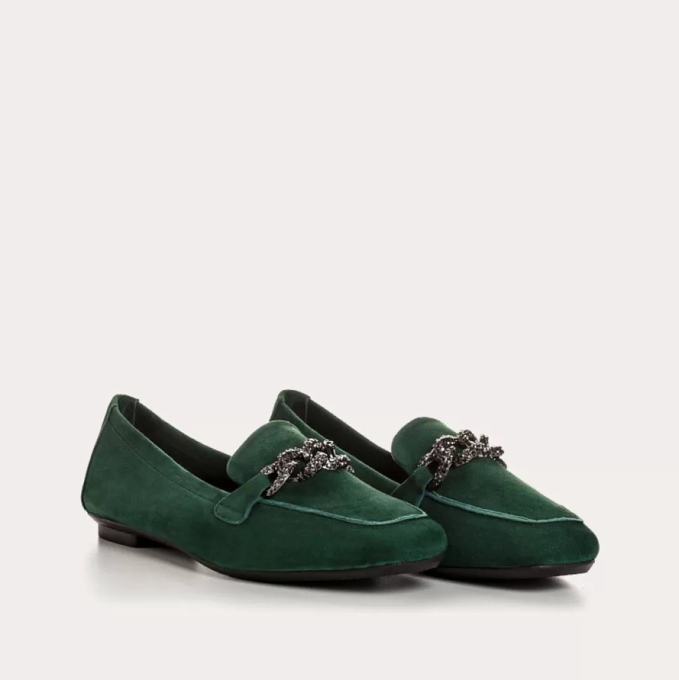 Mocassins^Reqins Mocassins Holding Cuir Velours Vert, Sapin