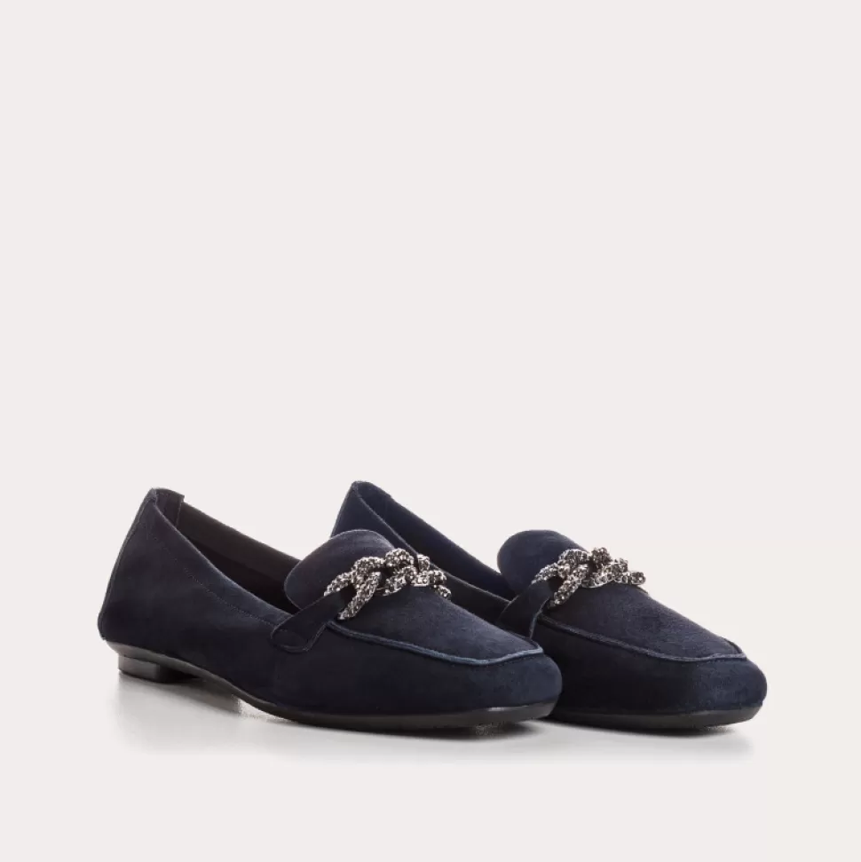 Mocassins^Reqins Mocassins Holding Cuir Velours Bleu, Nuit