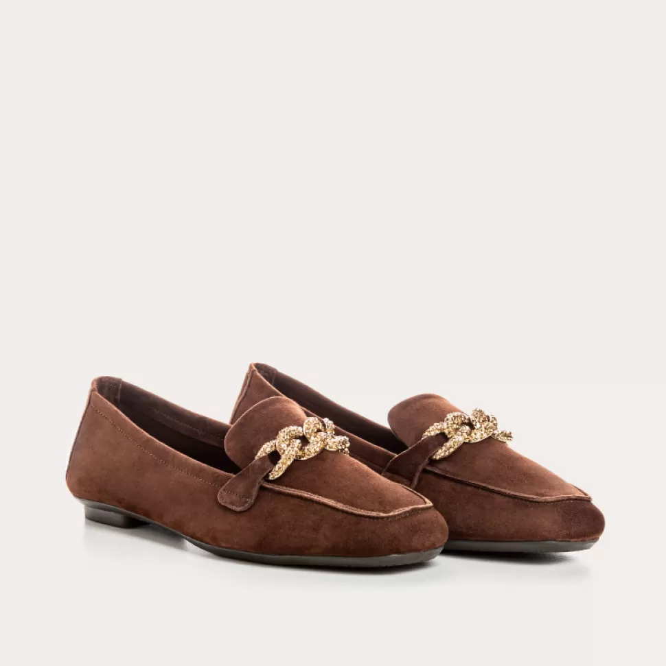 Mocassins^Reqins Mocassins Holding Cuir Velours Marron, Cacao