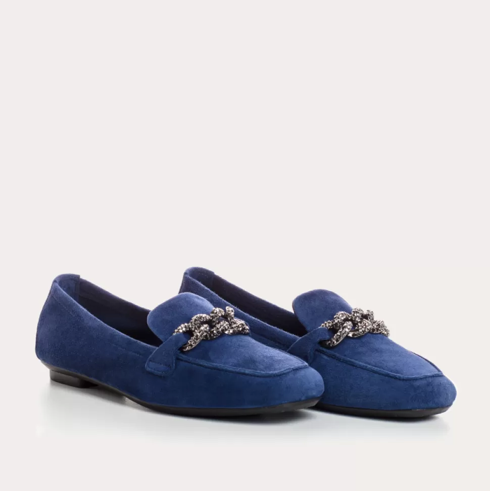 Mocassins^Reqins Mocassins Holding Cuir Velours Bleu, Ocean