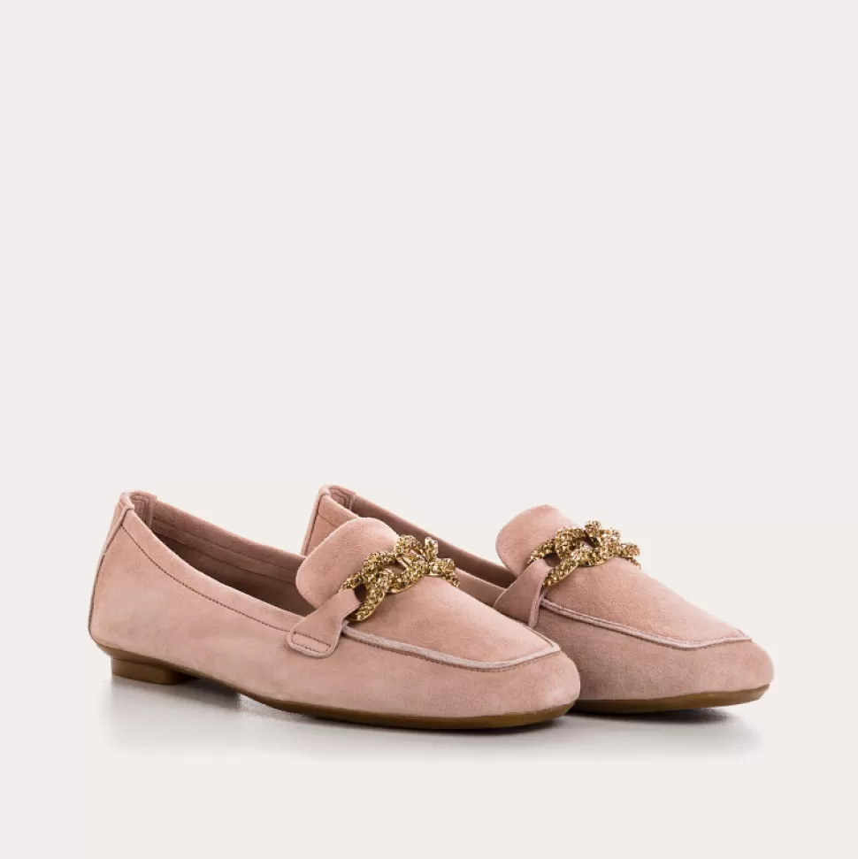 Mocassins^Reqins Mocassins Holding Cuir Velours Rose, Rose