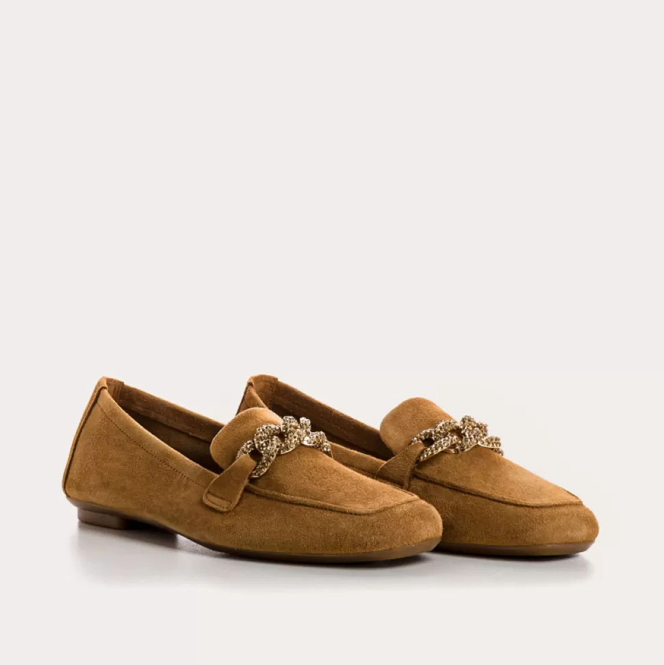 Mocassins^Reqins Mocassins Holding Cuir Velours Havane, Camel