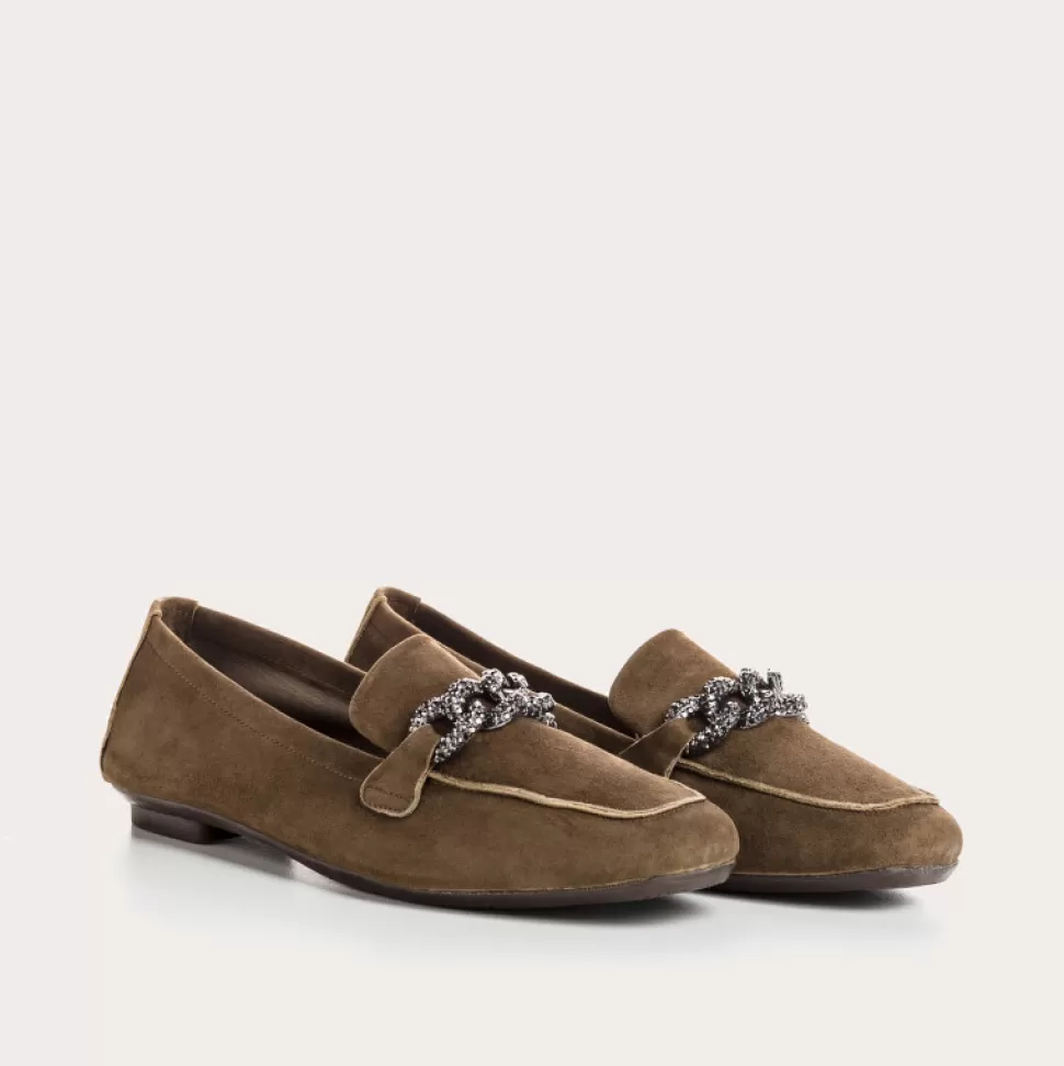 Mocassins^Reqins Mocassins Holding Cuir Velours Vert, Vison