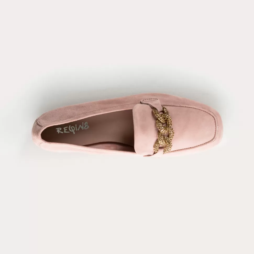 Mocassins^Reqins Mocassins Holding Cuir Velours Rose, Rose