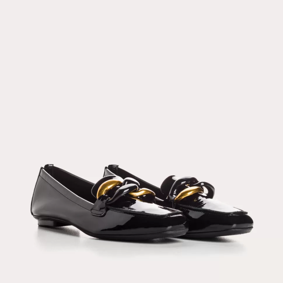 Mocassins^Reqins Mocassins Hook Vernis Noir, Noir